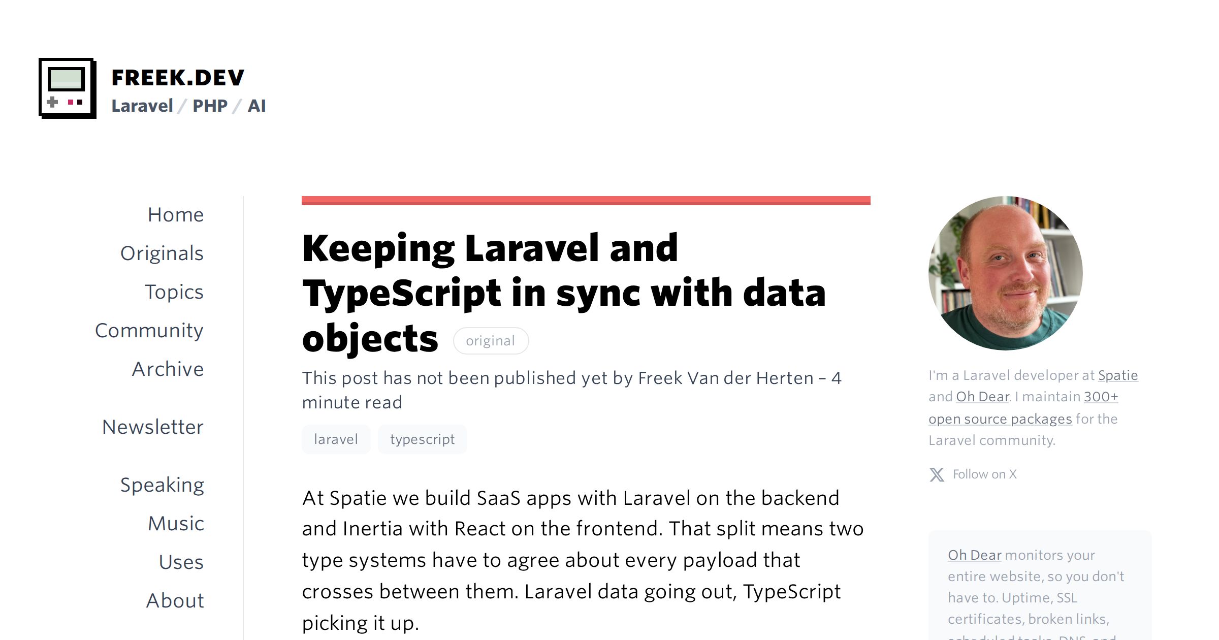 ★ Keeping Laravel and TypeScript in sync with data objects