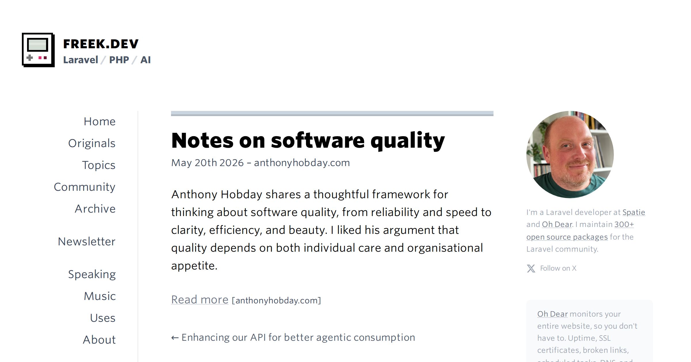 Notes on software quality