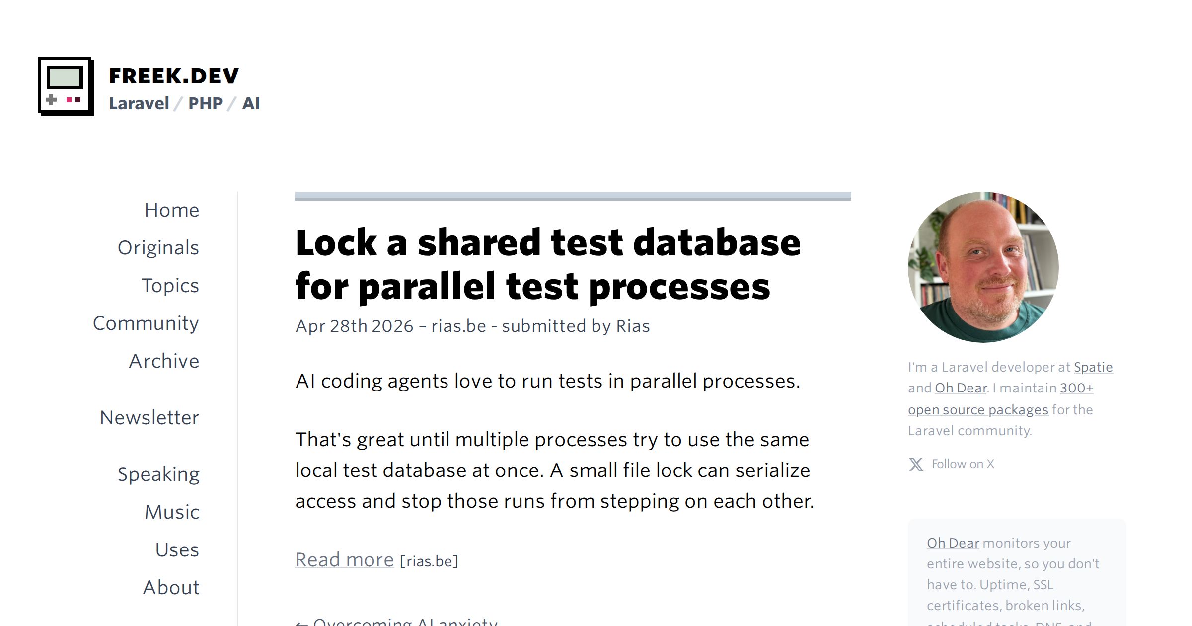 Lock a shared test database for parallel test processes