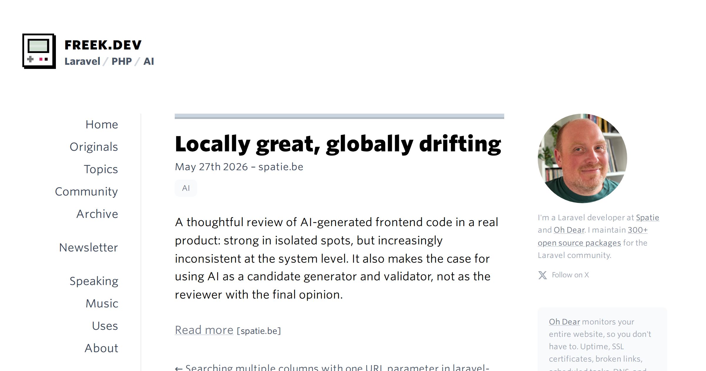 Locally great, globally drifting