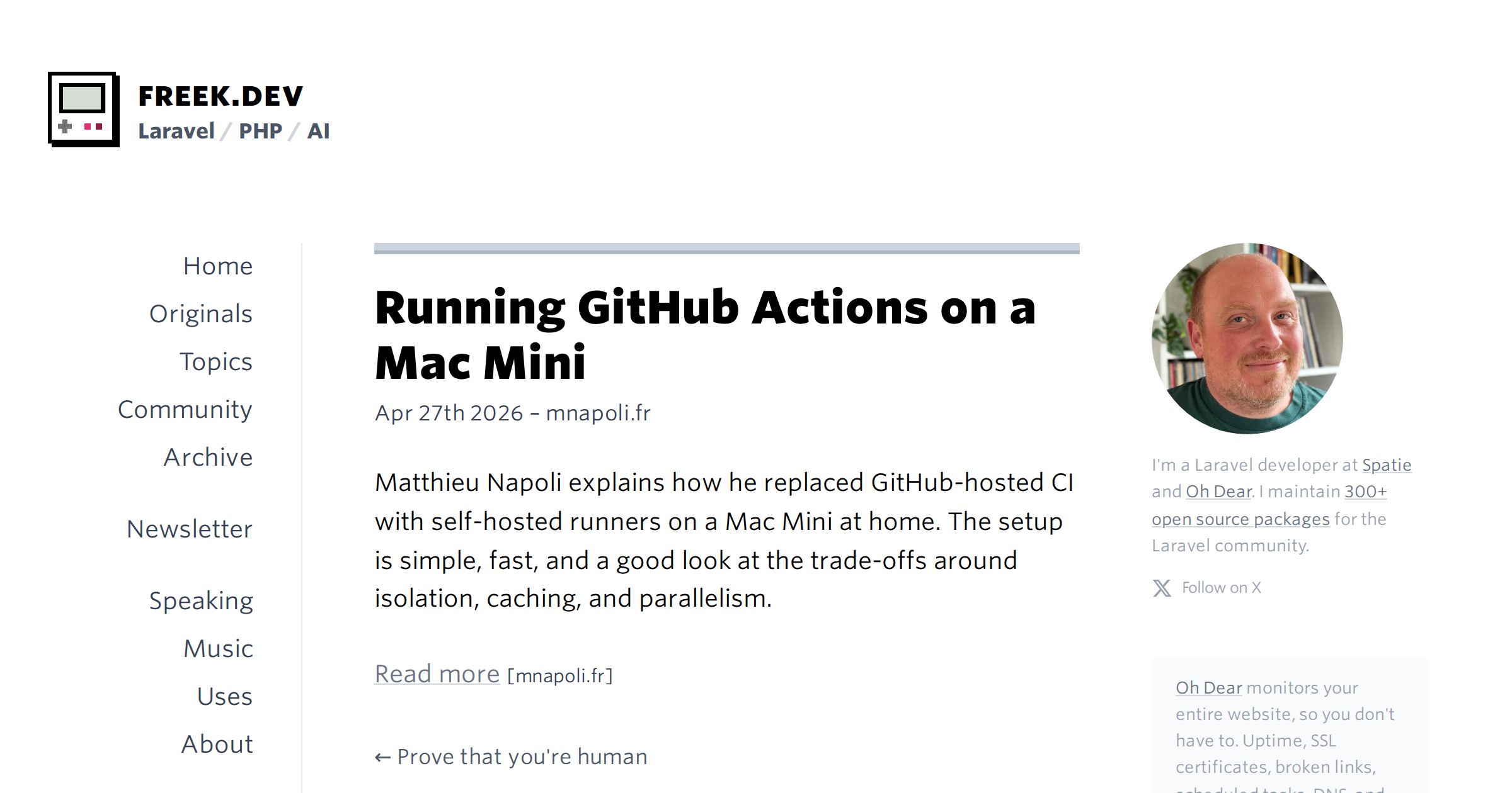 Running GitHub Actions on a Mac Mini
