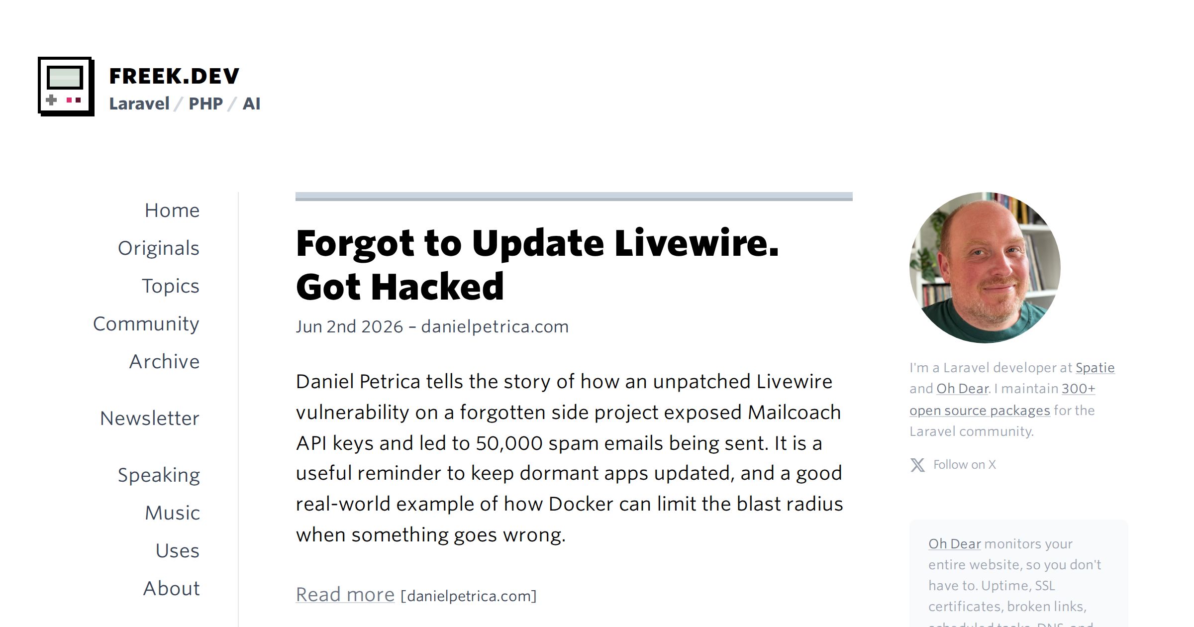 Forgot to Update Livewire. Got Hacked