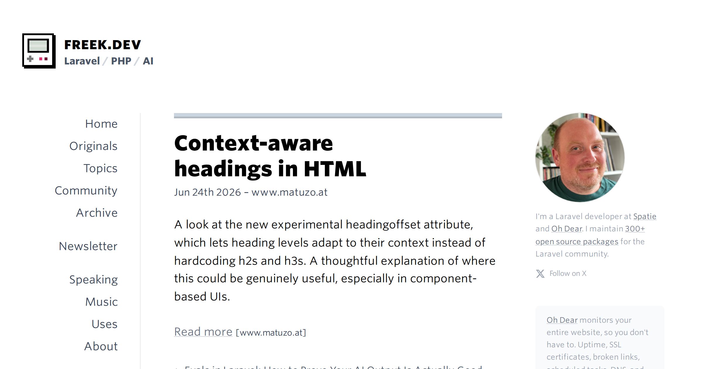 Context-aware headings in HTML
