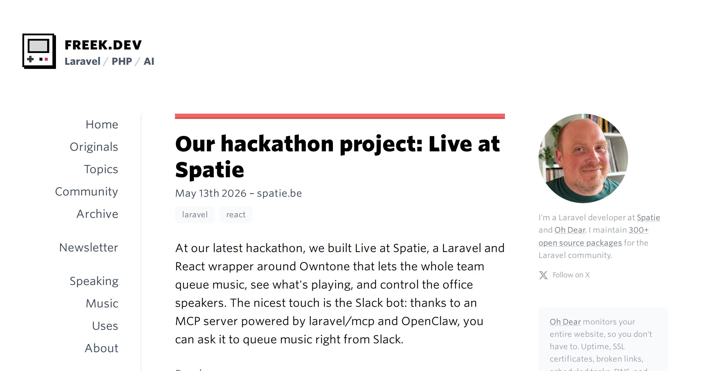 Our hackathon project: Live at Spatie