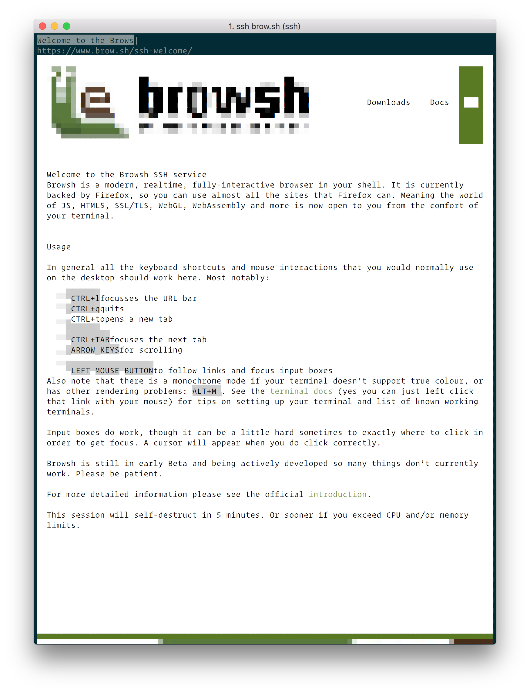 Browsh homepage