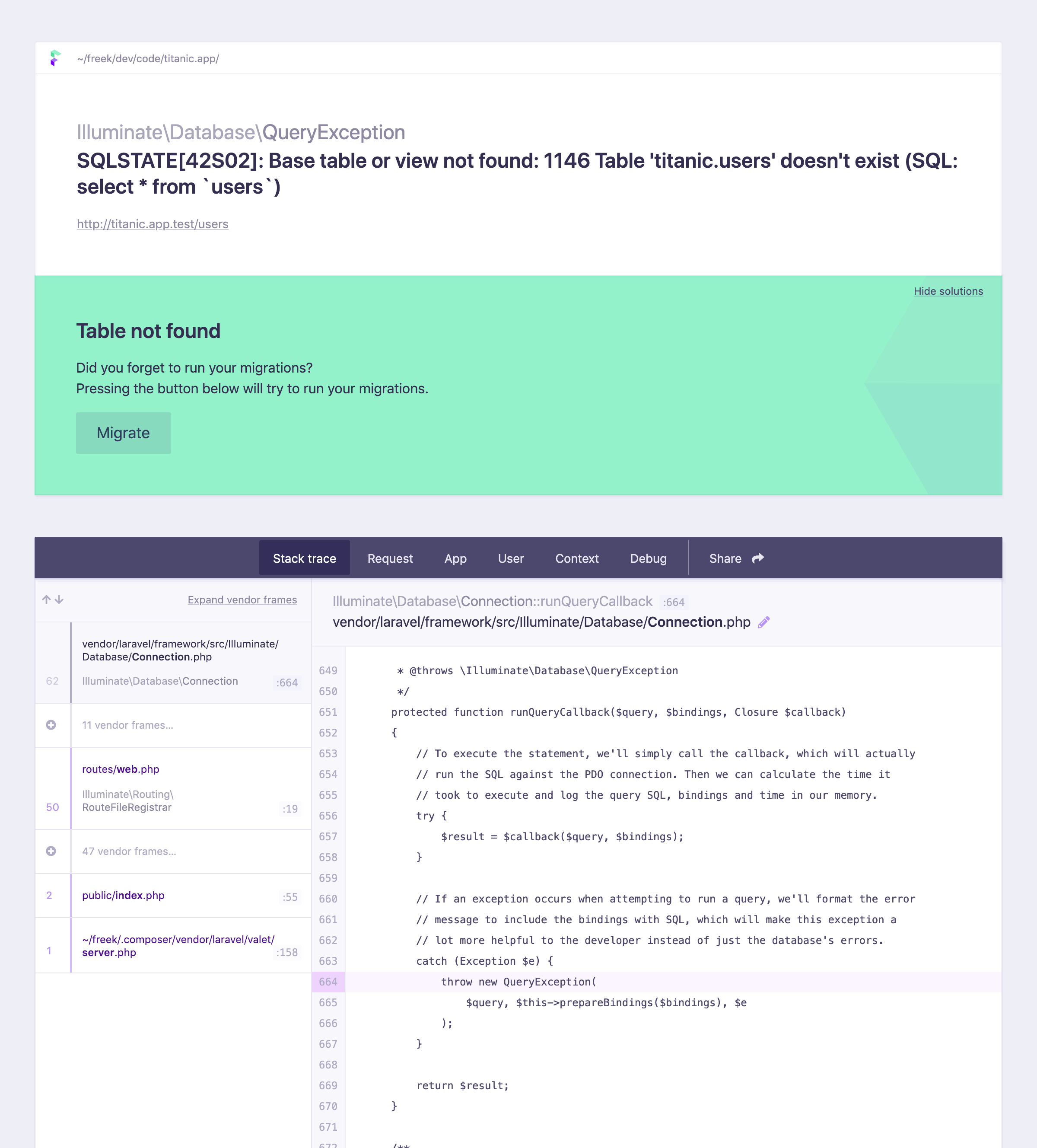 Ignition The Most Beautiful Error Page For Laravel And Php Got A Major Redesign Freek Van